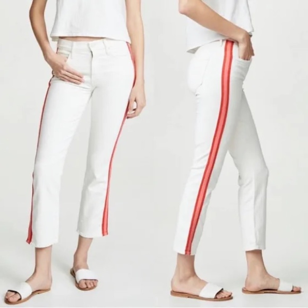 Mother The Mid Rise Dazzler Crop in Whipping The Cream Pink Racer